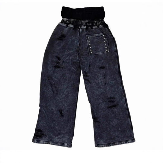Damen Modische Relaxed-Fit Cargo-Hose mit elastischem Bund und Nietenverzierung R&B
