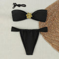 Damen Bandeau-Bikini-Set mit dekorativem Blüten-Detail R&B
