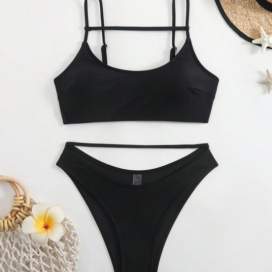Damen Triangel-Bikini-Set mit innovativem Schnitt und verstellbaren Trägern R&B