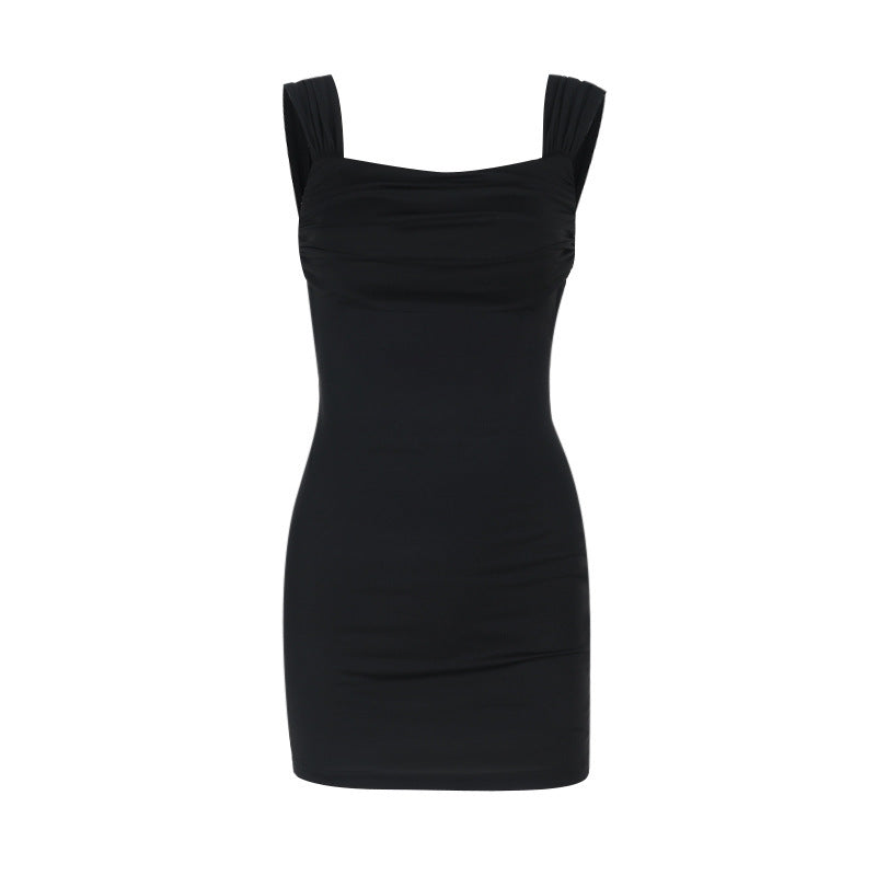 Damen Figurbetontes Minikleid mit elegantem Rüschendesign und Spaghetti-Trägern EB
