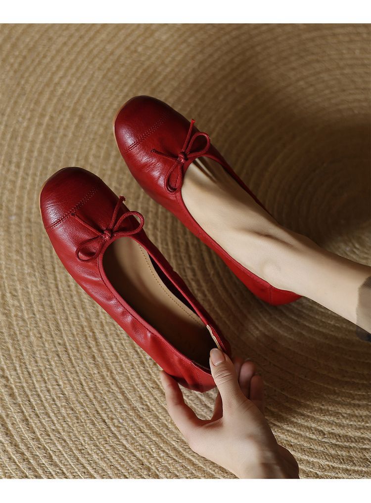 Damen Ballerinas mit verspieltem Schleifendetail und weichem Leder