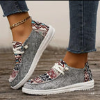 Damen Bequeme Sneaker mit buntem Tribal-Muster und elastischen Schnürsenkeln R&B