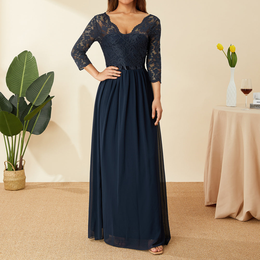 Damen elegantes Spitzenkleid R&B