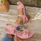 Damen Blockabsatz-Sandalen mit modischem Riemendesign R&B
