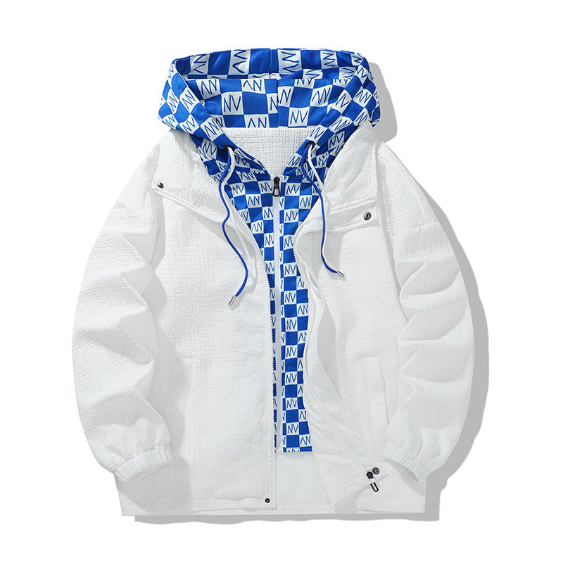 Herren technische Übergangsjacke mit verstellbarem Kapuzendesign und atmungsaktiven Einsätzen R&B