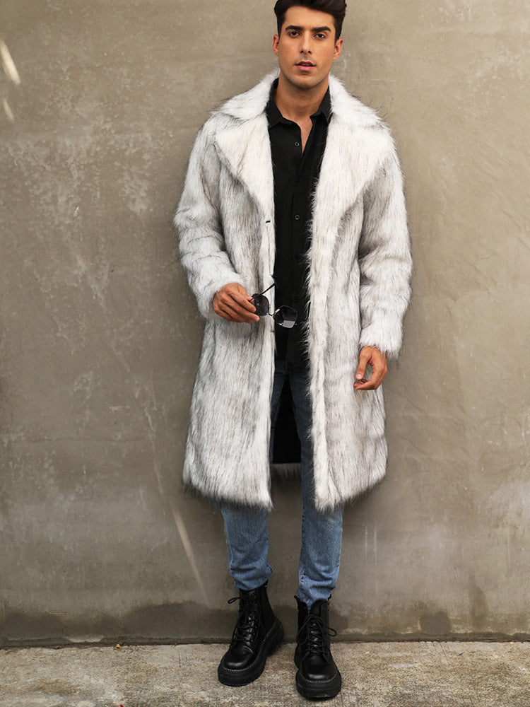 Herren Modischer Kunstpelzmantel mit breitem Revers R&B