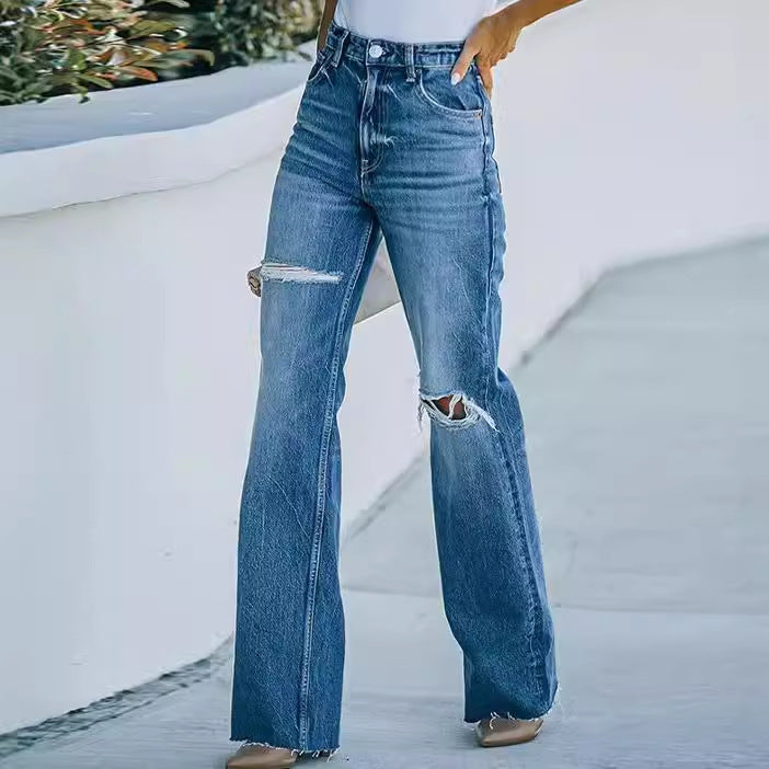 Damen Flared Jeans mit stylischen Rissdetails R&B