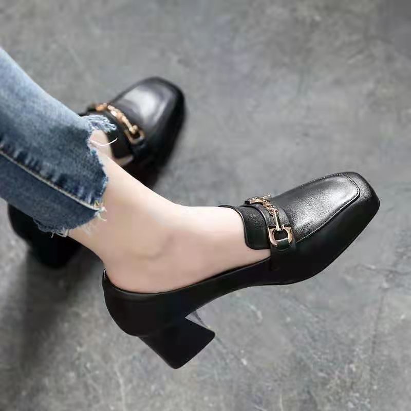 Damen moderne Sling-Pumps mit schickem Quadratverschluss und komfortablem Blockabsatz R&B