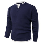 Herren Strickpullover mit V-Ausschnitt und modernem Rippenmuster R&B