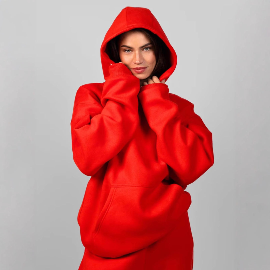 Damen lässiger Kapuzenpullover mit weitem Schnitt und Kängurutasche R&B