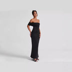 Damen Elegantes Wickelkleid mit Off-Shoulder-Ausschnitt und figurbetontem Schnitt R&B
