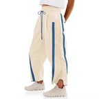 Damen lockere Sporthose mit elastischem Bund und Kontraststreifen R&B