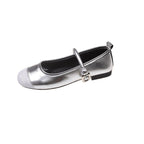 Damen elegante Ballerinas mit funkelndem Zehenbereich und dekorativem Riemen