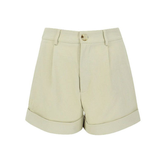Damen elegante Kurzshorts mit hohem Bund und umgeschlagenem Saum R&B
