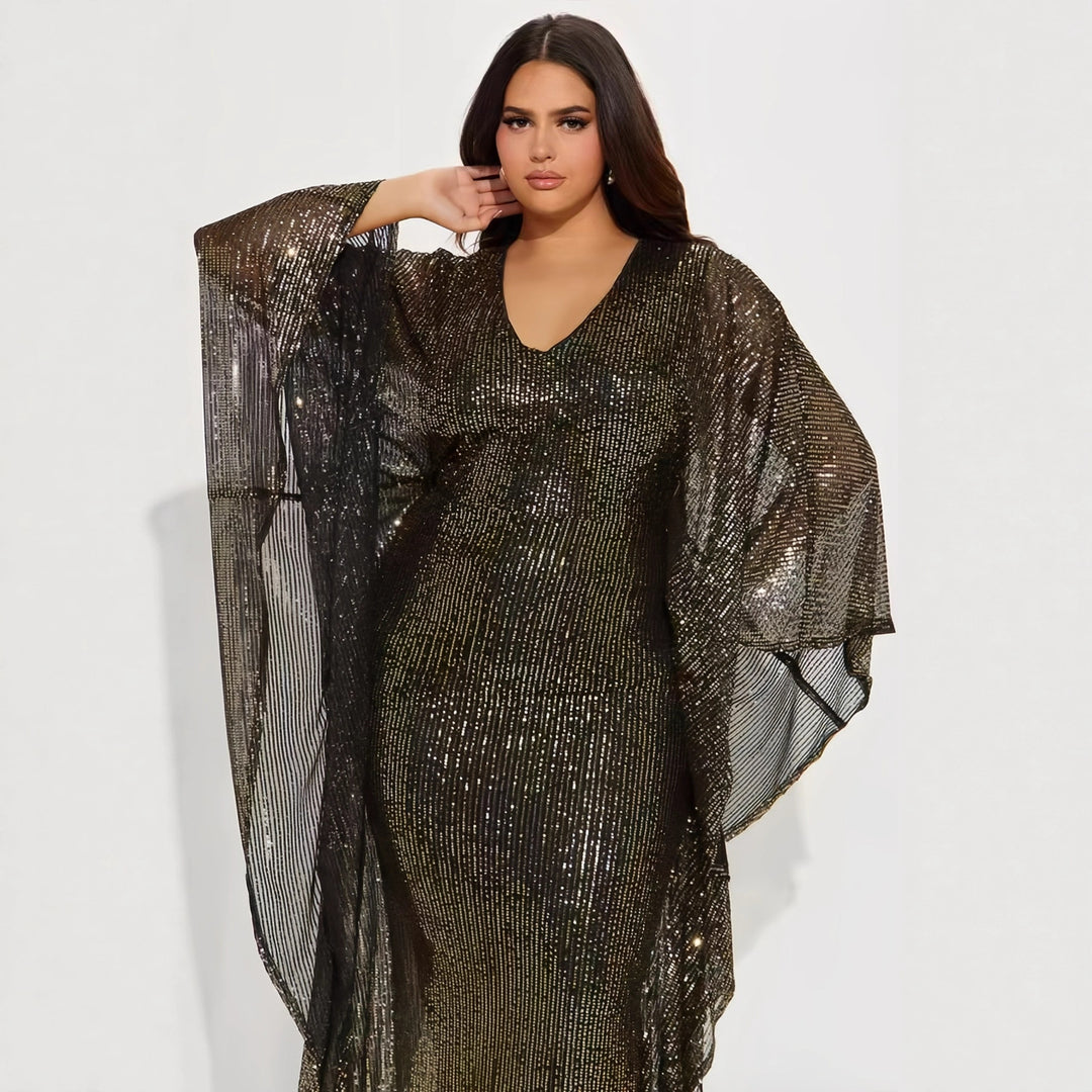 Damen Glamouröses Abendkleid mit funkelnden Pailletten und weitem Saum R&B
