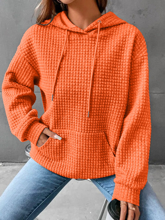 Damen stylischer Hoodie mit strukturiertem Material und Kängurutasche R&B