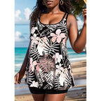 Damen trendy Strandtop mit floralem Print und Shorts R&B