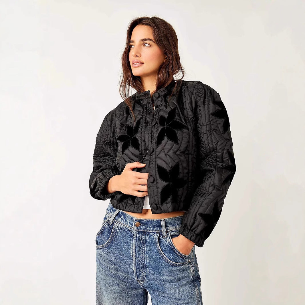 Damen gesteppte Blumenjacke R&B