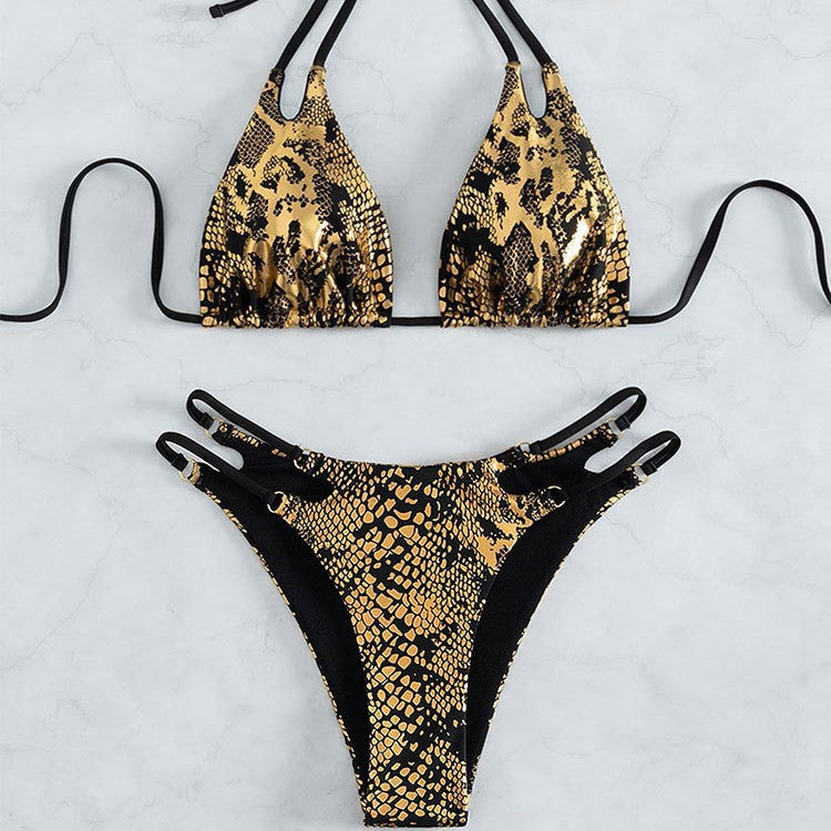 Damen Triangel-Bikini mit raffiniertem Schnitt und geschlängeltem Design R&B