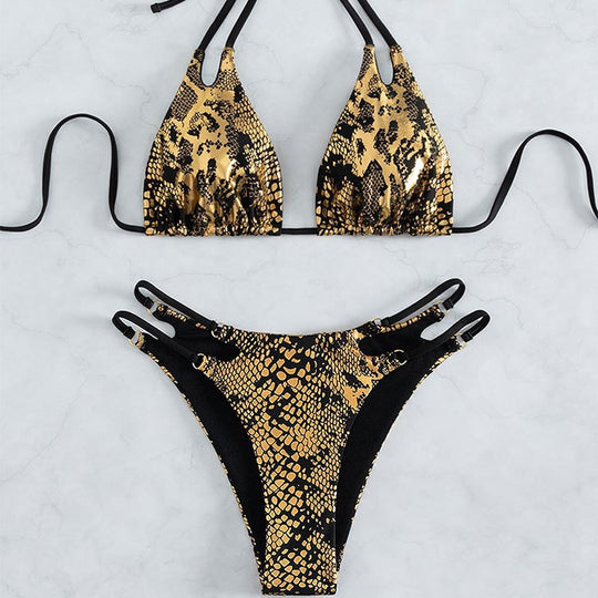 Damen Triangel-Bikini mit raffiniertem Schnitt und geschlängeltem Design R&B