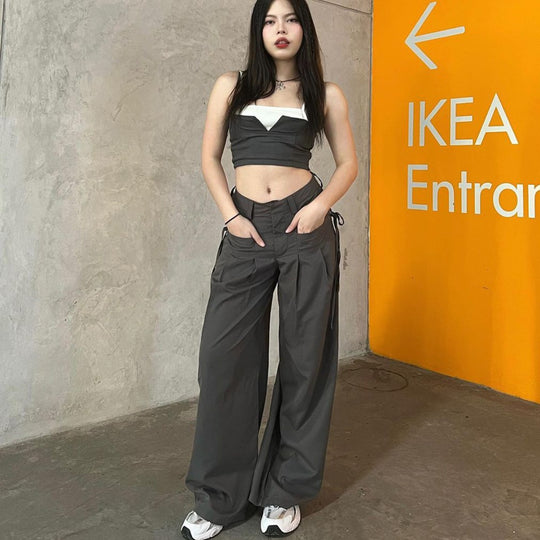 Damen Cargo-Hose mit Stylishen Seitentaschen und Verstellbaren Kordelzügen R&B