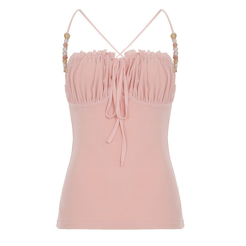 Damen lässiges Top mit raffiniertem Rüschendesign und dekorativen Trägerdetails R&B