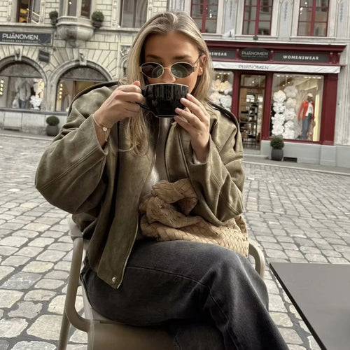 Damen elegante Oversized-Jacke im modernen Look mit raffiniertem Schnitt R&B