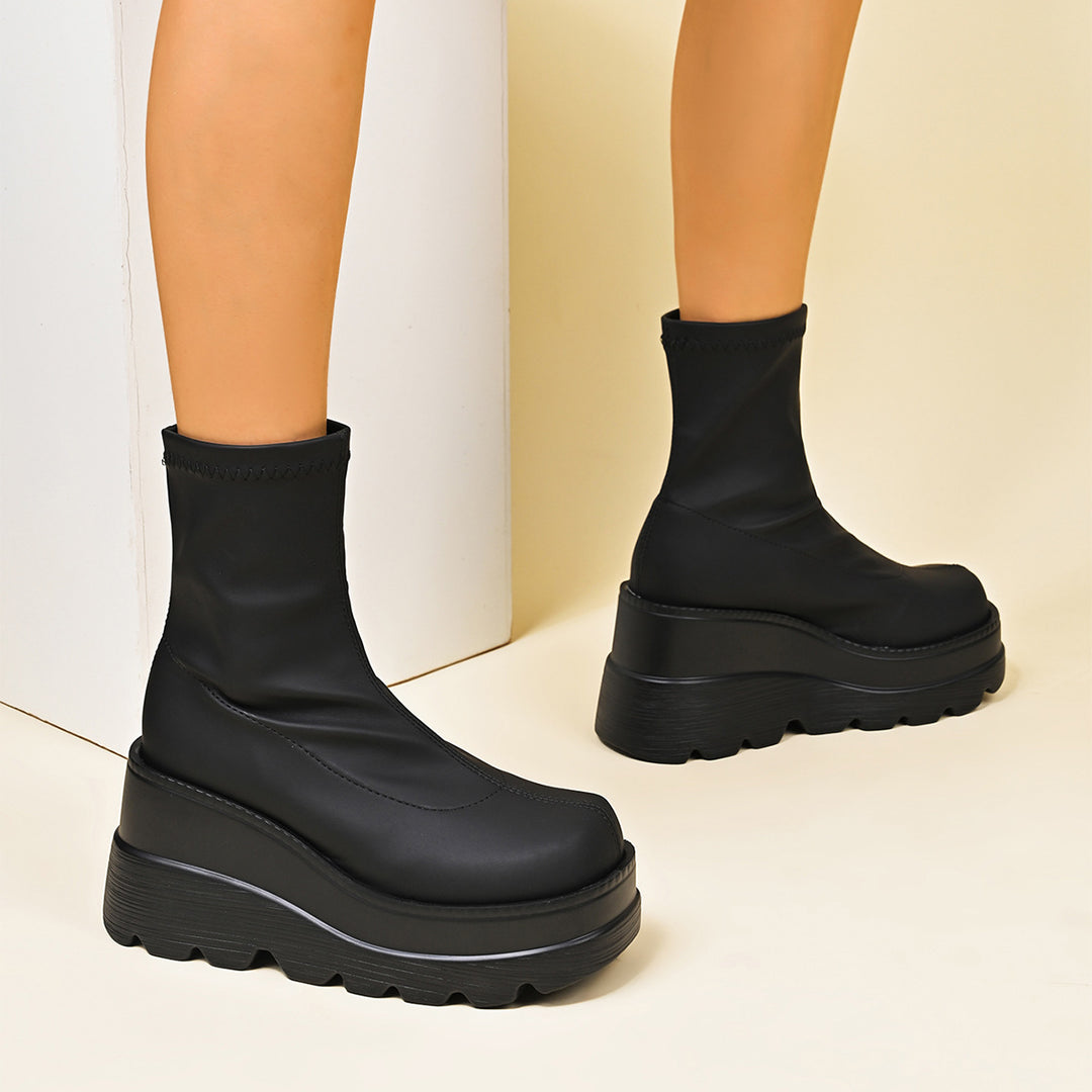 Damen High-Top Stiefeletten mit doppeltem Plateau R&B