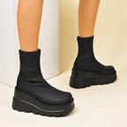 Damen High-Top Stiefeletten mit doppeltem Plateau R&B