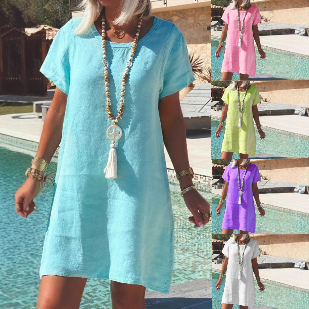 Damen Leichtes Strandkleid aus atmungsaktivem Leinen R&B