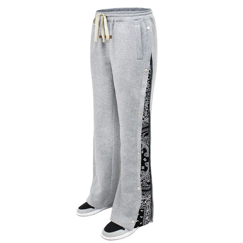 Herren lässige Freizeithose mit Seitenknopf und Bandana-Muster R&B