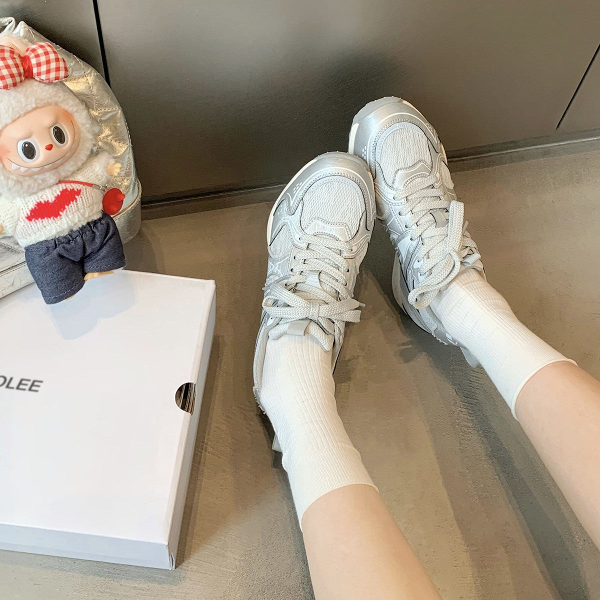 Damen modische Sneakers mit atmungsaktivem Mesh-Obermaterial und rutschfester Sohle R&B