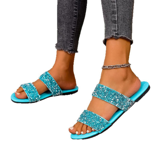 Damen modische Slide-Sandalen mit funkelnden Strassdetails R&B