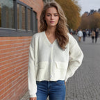 Damen oversized Strickjacke mit Knopfdetails und praktischen Taschen R&B
