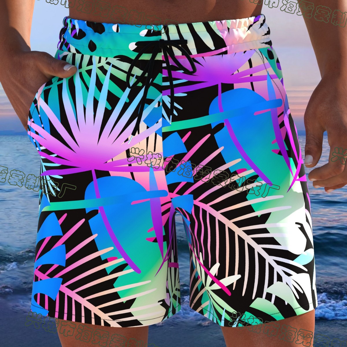 Herren Badeshorts mit animalischem Muster und elastischem Bund