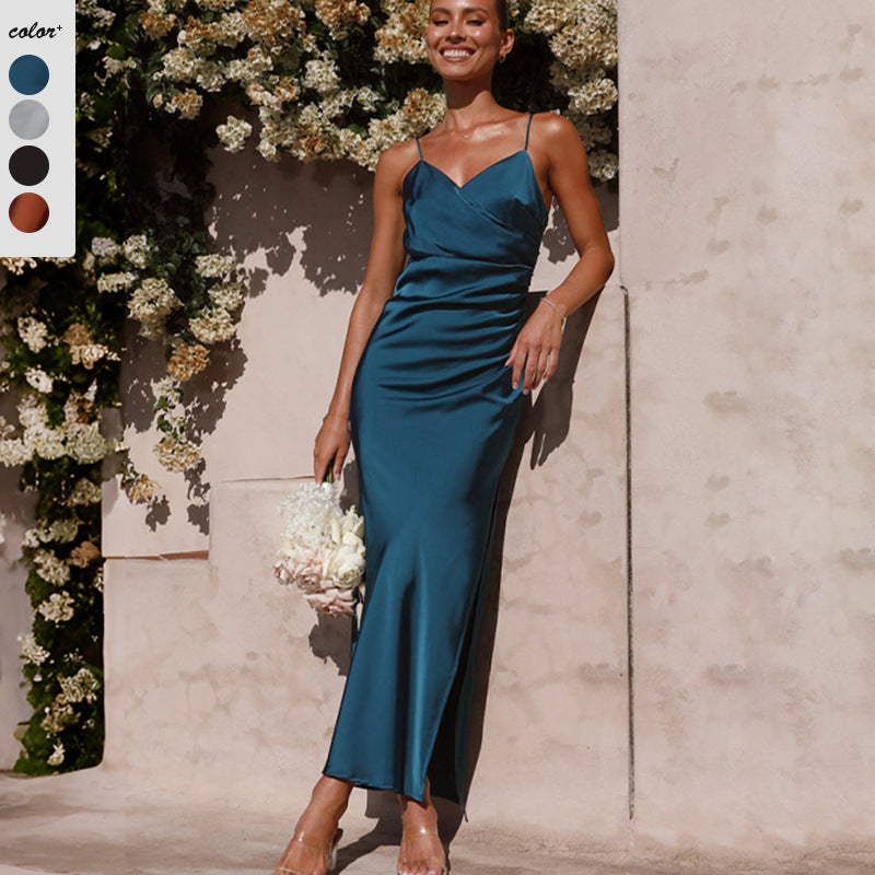 Damen Elegantes Abendkleid mit asymmetrischem Schnitt und seidigem Glanz R&B