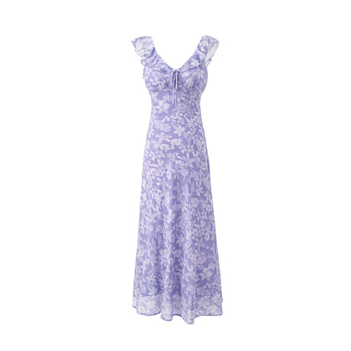 Damen Maxikleid mit romantischem Blumenmuster und raffinierten Rüschendetails R&B