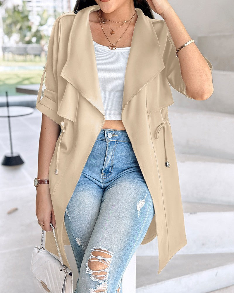 Damen Modische Trenchjacke mit lässigem Schnitt und praktischen Taschen R&B