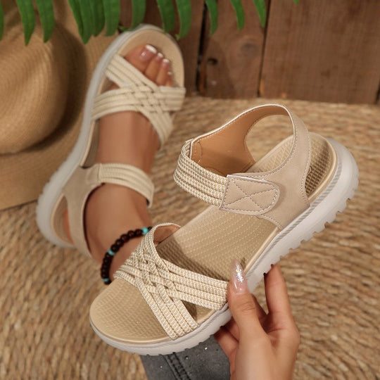 Damen Komfortable Riemchen-Sandalen mit verstellbarem Klettverschluss R&B