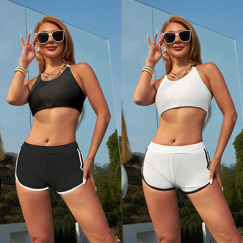 Damen Sportliches Bikini-Set mit hochgeschlossenem Top und bequemen Hosen R&B