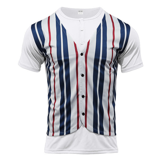 Herren Kurzarm Hemd im Sport-Streifenlook mit Knopfleiste R&B