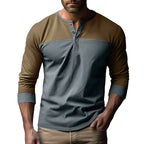 Herren Langarm-Henley-Shirt mit kontrastierenden Einsätzen R&B