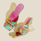 Damen Modische Plateau-Sandalen mit einer eleganten Marmor-Optik und komfortablem Fußbett R&B