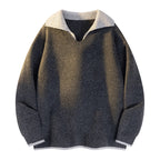 Damen Strickpullover mit V-Ausschnitt und hohem Kragen
