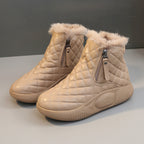 Damen warme Winterstiefel mit modischer Steppung und praktischem Reißverschluss R&B