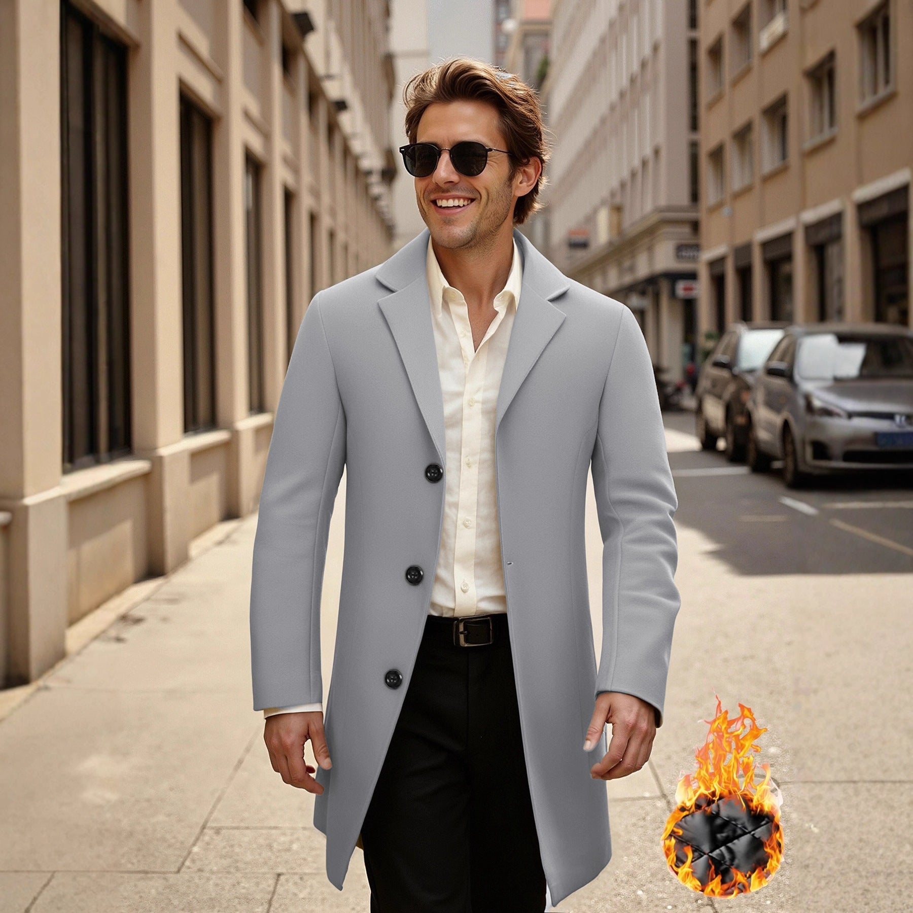 Herren eleganter und stilvoller Übercoat R&B