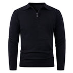 Herren Strickpullover mit halb offenem Kragen und feiner Rippenstruktur R&B
