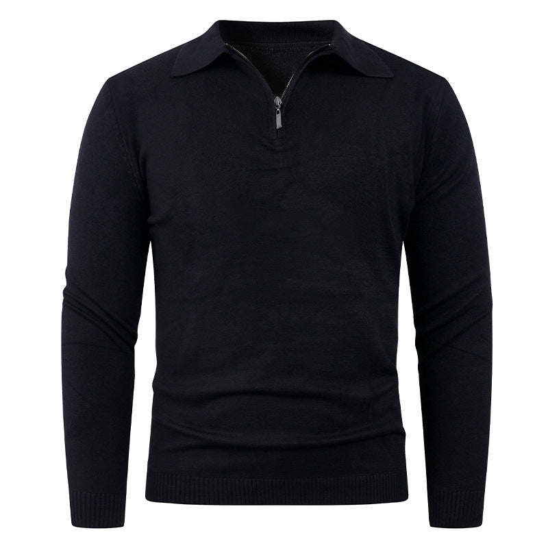 Herren Strickpullover mit halb offenem Kragen und feiner Rippenstruktur R&B