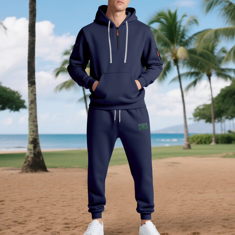 Herren Sportliches Hoodie- und Jogginganzug-Set mit atmungsaktiven Eigenschaften und praktischen Taschen R&B
