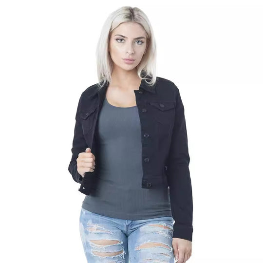 Damen klassische Denim-Jacke im modischen Schnitt mit Knopfdetails R&B